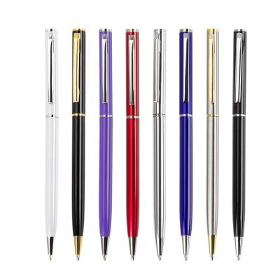 China Hotel Pen Cheap Price Advertising Metal Logo Custom Twist Slim Pen Hotel Pen Promotional for sale