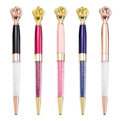 China New Beautiful Novelty Design Metal Crystal Pen Custom Logo Crystal Crown Ballpoint Pen for sale