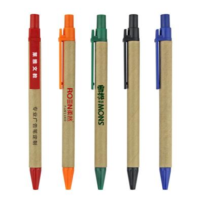 China Recycle Logo Paper Ball Pen Eco Friendly Custom Advertising Promotion Recycle Kraft Pen for sale