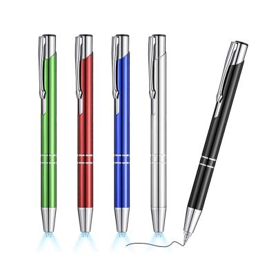 China Promotion Gift Led Ball Pen Wholesale Custom Logo Flashlight Writing Pen Metal Lighted Tip Pen Promotion LED Light Pen for sale