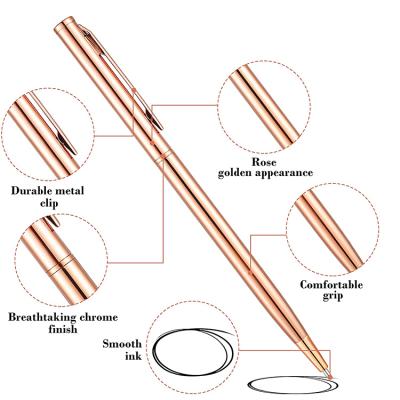 China Thin Metal Pen Silver Pen Custom Logo Rose Gold Promotional Gift Luxury Ball Pen Thin Gold Pattern for sale