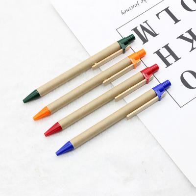 China Wholesale Eco-Friendly Plastic Pen Custom Logo Wooden Clip Color Paper Ball Cardboard Pen Eco-Friendly Recycle Paper Pen for sale