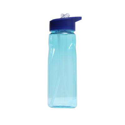 China Viable Custom Logo Brief Design Plastic Drink Bottle Portable Outside Sports Plastic Water Bottles With Straw for sale