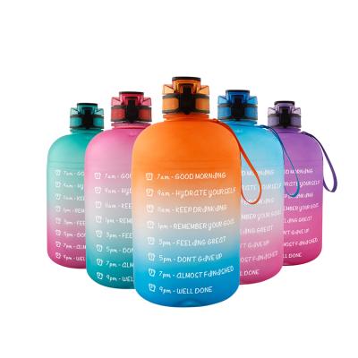 China Custom Logo Viable PETG 1 Gallon Motivational Water Bottle With Time Marker Gym Drinks Water Bottle for sale