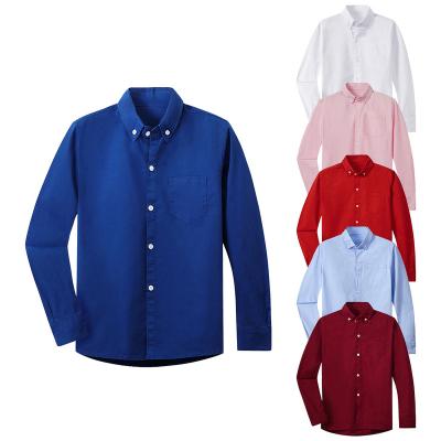 China Customized Cotton Boys School Uniform Shirt Kids Classic Boys Anti-Shrink Long Sleeve Dress Shirt for sale