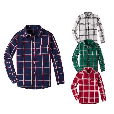 China European Style Anti Shrink Cotton Kids Boys Button Down Shirt Long Sleeve Plaid Jacquard Boy Casual Clothing Button Down Shirt for sale