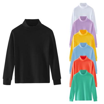 China Autumn Custom Print Plain Long Sleeve Anti-Shrink Kids T-shirt Cotton Unisex Boys Mock Turtle Neck Shirts for sale