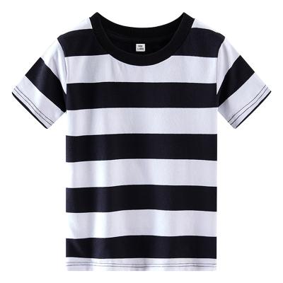 China OEM Anti-Shrink Kids Boys Striped Colorful Custom Round Neck Youth Boy's 100% Cotton Short Sleeve T Shirt for sale