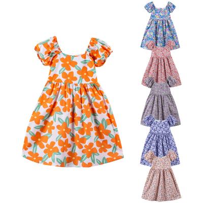 China Anti-Wrinkle Summer Toddler Baby Girl Floral Dress Beautiful Pattern Cotton Casual 100% Floral Dresses For Girls for sale