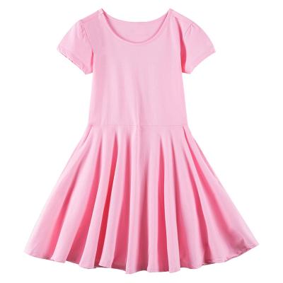 China Anti-wrinkle girl dresses solid color shorts sheath casual a line little girl twirls ruffle dress for school party 2-14 years old for sale