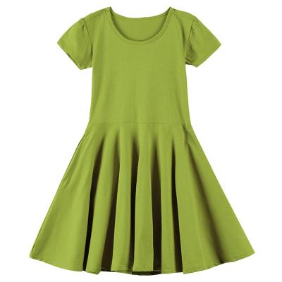 China Anti-wrinkle Custom Kids Twirly Skater Dress Short Sleeve Little Girls Ruffle Twirl Dress For Kids for sale