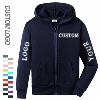 China Wholesale Anti Shrink Kids Use Hoodie Custom Logo Printed Embroidered Classic Fit White Zipper Up Hoodies For Boys Girls for sale