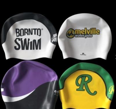 China Custom Logo Hot Selling Swimming Cap Durable Waterproof Silicone 70G Seamless Hat Long Hair No Leakage Swim Cap for sale