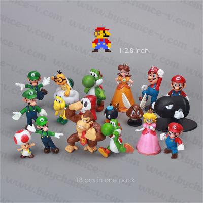 China Hot Party Gift Cake Toppers Anime Miniature Figures Game Toy Mario Figure Dolls For Capsule Toys Fillers for sale