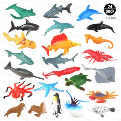 China Aquarium Preschool Educational Decorations Mini Gift Toy Vinyl Plastic Ocean Sea Animal Toy Set For Cake Cupcake Toppers for sale