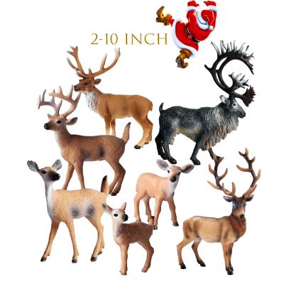 China Gift Wild Life Animal Figurine Toys White-Tailed Fawn Christmas Reindeer Woodland Animal Doll For Home Party Decorations for sale