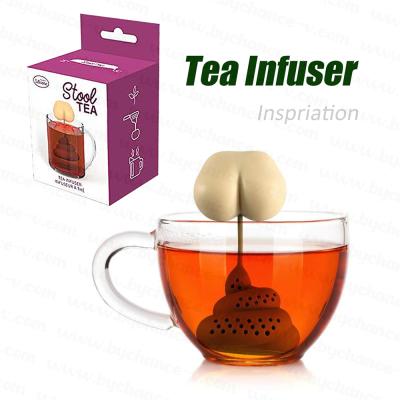 China Stocked Inspired Promotion Gift Gags Funny Fake Poo Tea Infuser Tea Strainer Tea Props Fake Gift Butt Excretion For Party Gift for sale