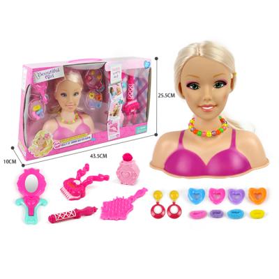 China Doll Half-Length Makeup Set Exquisite Barbie Toy Makeup Half-Length Head Set Girls Pretend Play Fun Children Play Hairstyle Make Up Toy As Gift for sale