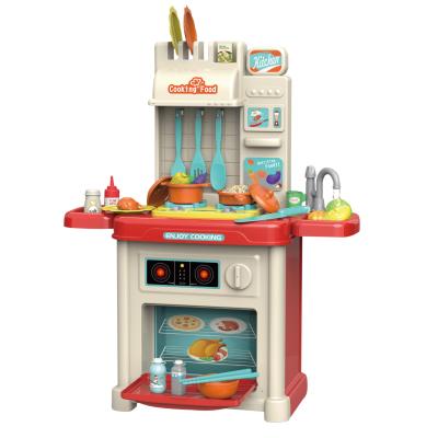 China Kids Pretend Play Toys Kids DIY Play House Cooking Play Set Toys Include Rich Accessories Fun Big Play Kitchen With Jet Light And Music for sale