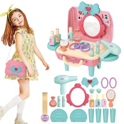 China Kids Pretend To Play Portable Toy Girls Beauty Dresser Bag Toy Cosmetic Set Pretend Play Rise Design Awesome Fun Toys Make Up Sets As A Gift for sale