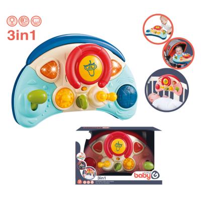 China Children's Early Learning Game Multi Function 3 In 1 Baby Steering Wheel Toys Interesting Set Baby Early Learning Game Educational Toys With Music And Light for sale