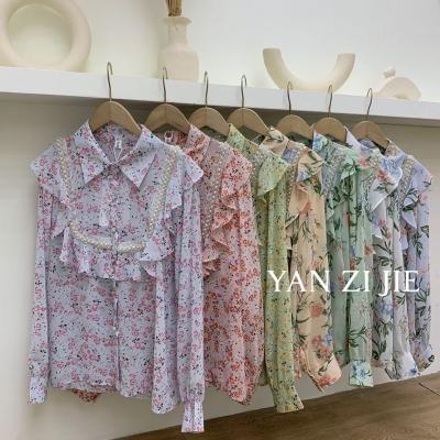 China 2023 Wholesale Women's QUICK DRY Style Sleeve Girl Spring Shirt Korea Long Lace Soft White Loose Lantern Shirt for sale