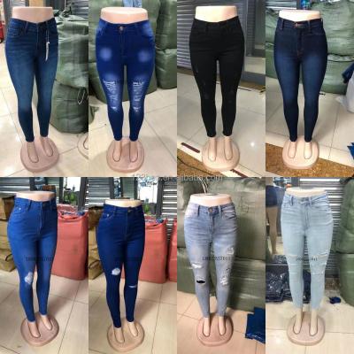 China New design color block stretch QUICK DRY denim pants women plus size distressed jeans size women jeans for sale