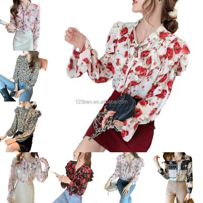 China New style QUICK DRY new 2023 wholesale spring and summer lady blouse off shoulder tops women's casual chiffon blouse girls t shirt long for sale