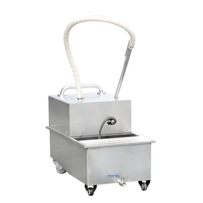 China Hot Selling Hotels Stainless Steel Cooking Restaurant Used Trolley Deep Fryer Oil Filter Machine Electric Oil Shrinking Filter Cart for sale