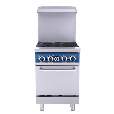 China Traditional Traditional Silver Steel Kitchen Equipment Cooking Range Gas Stove 4 Burner With Oven And Safety Valve for sale