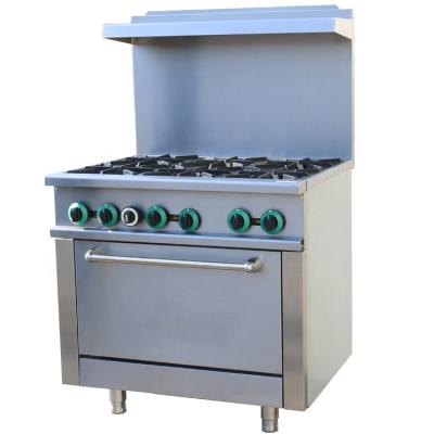 China Hotel Kitchen Equipment Europe Stainless Steel Cooker 6 Burner Gas Stove Commercial Gas Stove with Oven for sale