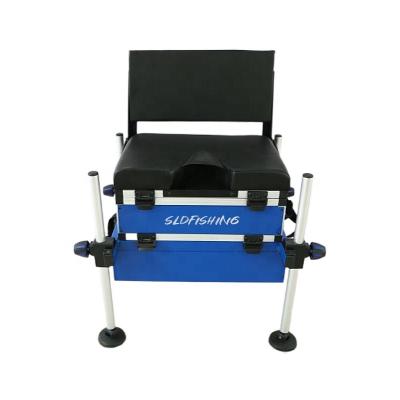 China Aluminium frame fishing tackle Adjustable Aluminum  storage fishing seat boxes with drawers & backrest for pole & match  fishing for sale