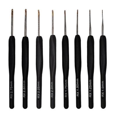 China Easy Grip Crochet Hook Set 8pcs Soft Grip Black High Quality Crochet Hooks Set Ergonomic Crochet Hook Set Knitting Needles for sale