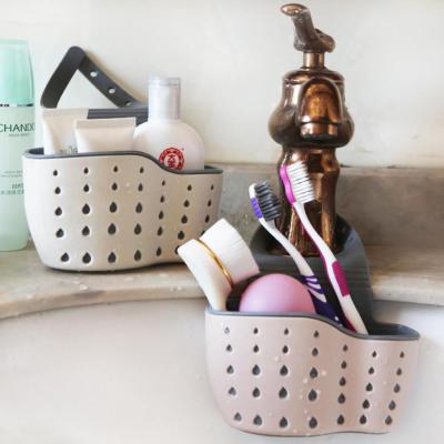 China Portable Hanging Kitchen Sink Drain Organizer Viable, Sink Sponge Rack Soap Holders Shelf Storage Basket for sale