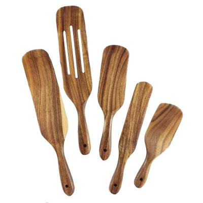 China Sustainable Kitchen Tools OEM Custom Wooden Spurtles Set Natural 5 Pcs Cookware Set Kitchen Utensil Set for sale