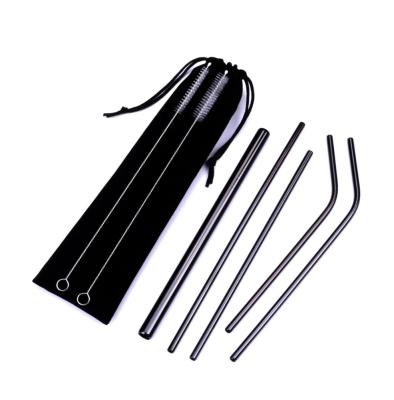 China Customized Stainless Steel Metal Straw Logo Viable Set With Straw Pouch for sale