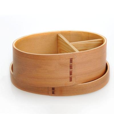 China Recyclable Japanese Handmade Natural Wooden Bento Boxes Wood Lunch Box Sushi Box Tableware Bowl Food Container for sale