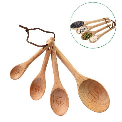 China Sustainable Eco Friendly Bamboo Wooden Doser Set Beech Wood Tea Doser 1Teaspoon 4 for sale