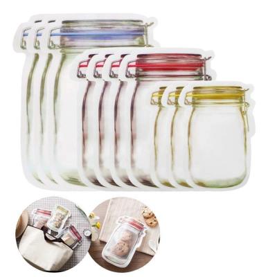 China Recyclable Hotting Zipper Bag Food Storage Self Seal Pouch Stand Up Shaped Mason Jar Bag for sale