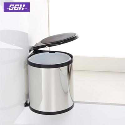 China Buffet Waste Bin Sustainable Waste Bin Built In Trash Can Metal Cabinet Stainless Steel Trash Can With Lid Household Garbage Bin for sale