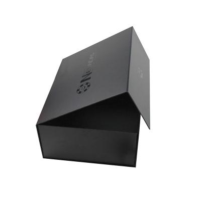 China Recycled Materials Luxury Custom Foldable Black Cardboard UV Box With Magnet For Gift for sale