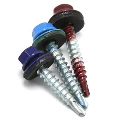 China HEX Building Covering Color Rubber Gaskets Tornillos Hex Head Self Drilling Screws Tek Screws for sale