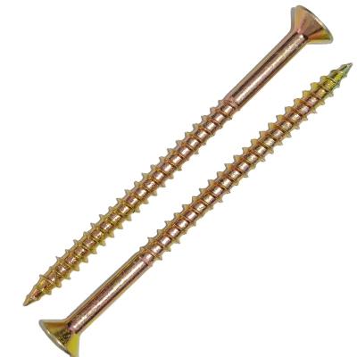 China Pozi Flat Head Galvanized Chipboard Self Tapping Wood Screws Yellow Color for sale