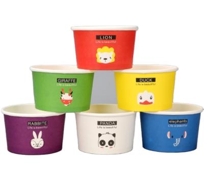 China Disposable Custom Printed Ice Cream Paper Cups With Lids And Spoons Ice Cream Container for sale