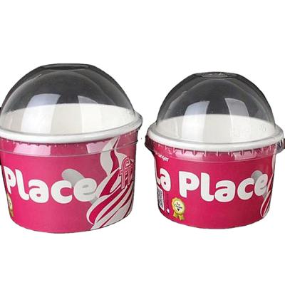 China Disposable Disposable Ice Cream Paper Cup And Yogurt Packaging With Lids for sale