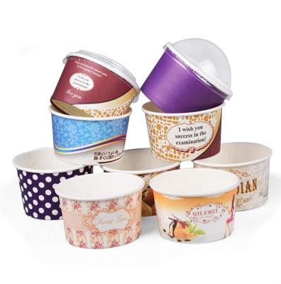 China Single Wall Container Yogurt Ice Cream Ice Cream Paper Cup Disposable Recycled Paper Cups for sale