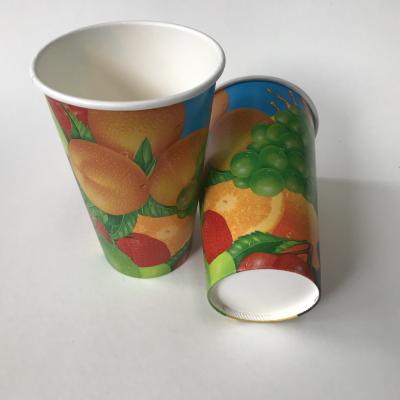 China Custom Made Disposable Drinking Paper Cups PE 12oz Double Cold Paper Cups For Cold Drinks for sale