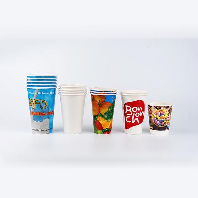 China Cheap Paper Disposable Cold Drink Cup Juice Cola Cup 12oz 16oz Double PE Cold Cup for sale