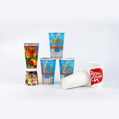 China Disposable Custom Design Double PE Coated Disposable Paper Cup For Cold Drink for sale