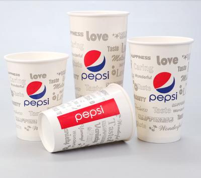 China Disposable Cola Cup Disposable Paper Cup With Lid 500ml Thickened Film Double Cold Drinks Cup Commercial Customization for sale